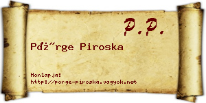 Pörge Piroska névjegykártya