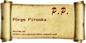Pörge Piroska névjegykártya